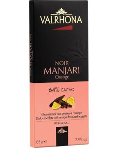 Valrhona - Dark Chocolate Manjari 64% with candied orange peel 85gr